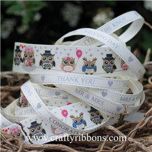 Wedding Owl Ribbon - WANT IT ALL Bridal White